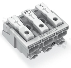 Installation terminal block; 3-ways; for wire 0.5-2.5mm2 (22-14AWG); without PE contact; white; 500V/24A