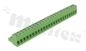Listwa zaciskowa rozłączalna; w rastrze 5.08mm; 24-torowa; żeńska; na przewód 2.5mm2 (AWG 28-12); kierunek wtykania równoległy do osi przewodu; styki z fosforobrązu; mosiężna klatka przewodu; UL 300V/15A
