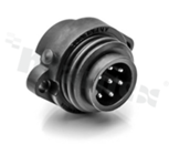 Gniazdo ECOMATE seria C016, 7-stykowe (6+PE), męskie, proste, 12A, 250V, kabel: max 0.75mm2( AWG18), styki kupowane oddzielnie, lutowane, IP67
