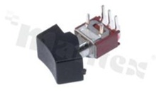 Miniaturowy przełącznik typu Rocker; jednobiegowy; 2-pozycyjny; 5.08x5.08mm; konektory SPDT; przycisk czarny; 3A/250V