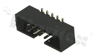 Full shrouded header for PCB; pitch 2.00mm; 10-contacts; SMD; male; top entry