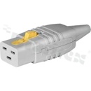 Złącze zasilające IEC C19; żeńskie; proste; na przewód; system blokady V-Lock; 8.5mm; 3 x 1mm2; szare.