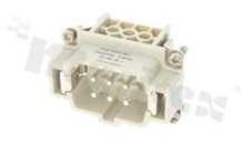 Wkład męski Heavy-Mate seria E; 6-stykowy(6+PE); rozmiar: E6; 22A; 400V; kabel 0.5- 4mm2; styki srebrzone; skręcane