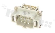 Wkład męski Heavy-Mate seria E; 6-stykowy(6+PE); rozmiar: E6; 22A; 400V; kabel 0.5- 4mm2; styki srebrzone; skręcane