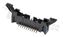 Full shrouded header for PCB; pitch 2.54mm; 10-contacts; THT; male; side entry
