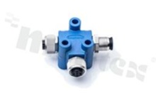 T-adaptor NMEA2000, 1xIN- male(5 pins), 2xOUT female(5 pins each), metal thread, 4A, IP68, UL