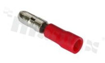 Konektor tulejowy; czerwony; męski; okrągły zaciskany na przewód 0.5-1.5mm2; H=10.0mm; D=3.5mm; F=11mm; L=21