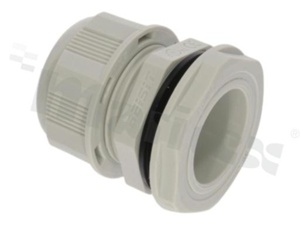 Dławnica kablowa PG21; nylonowa; PG21 13-18.0mm; szara; Flat O-ring; z nakrętką