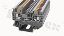 Złączka instalacyjna; 1-poziomowa; przelotowa; 2-zaciskowa na przewód 0.2-6.0mm2 (24-10AWG); ze stykiem sprężynowym;  niebieska DIN; 800V/32A