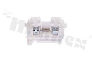 Installation terminal block; 1-level; 2-contacts; for wire 0,5-2,5mm2; screw terminal;white; Din rail; 1000V/24A