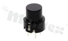 Przełącznik Tact Switch; THT; wymiary korpusu: D=12mm; h=13.00mm; pionowy; o sile nacisku 200gf; przycisk okrągły