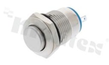 Push button switch; monostable; 12mm; solder terminals; nickel; IP65