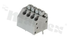 Listwa zaciskowa do PCB; w rastrze 3.50mm; 4-torowa; skośne wejście przewodu; na przewód 0.20-1.00mm2 (28-18AWG); ze stykiem sprężynowym; czarna; UL 300V/10A, TUV 250V/10.5A