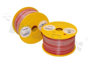 Przewód pojedynczy LGY/H05V-K; z wielodrutową miedzianą żyłą; czerwony/biały; przekrój 1.50mm2; AWG 16; 500V; -40+105 st.C; 100m.