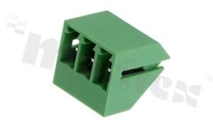 Listwa zaciskowa do PCB; w rastrze 3.50mm; 3-torowa; kątowa; styki mosiężne; zielona; UL 300V/8A TUV 250V/12A