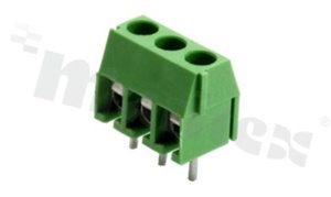 Listwa zaciskowa do PCB; w rastrze 3.96mm; 3-torowa; pionowa; na przewód 1.0mm2 (AWG 24-18); ze śrubami na wkrętak płaski; klatka mosiężna; zielona; UL 300V/7A
