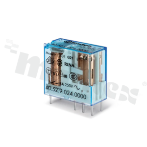 Electromagnetic relay; contact rating current 8A; coil voltage 6VDC; 2 changeover contact (2C); coil power 0.65W; 8A/250VAC,8A/24VDC; mounting: PCB, socket