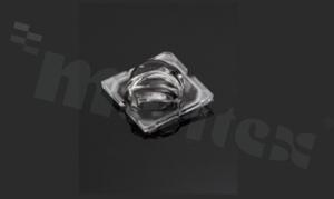 Lens for LED high power; angle: asymmetric; Number of LEDs: 1; Dimensions: 25x25mm; Height: 9.2mm; meterial: PMMA; Fastening: glue; pin; screw