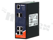 Switch przemysłowy Gigabit Profinet; zarządzalny; 4 porty 10/100/1000Base-T(X) RJ45 i 2 porty 100/1000Base-X SFP; temp. pracy -40+70 st.C; zasilanie redundantne 12...48VDC; slim; montaż na szynie DIN