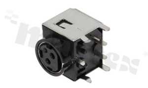 Gniazdo mocy do PCB; żeńskie; kątowe; 3-stykowe; ekranowane; 7.5A/20V