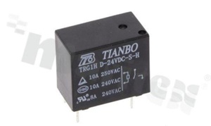 Electromagnetic relay; contact rating current 10A; coil voltage 24VDC; make contact (1A); 10A/250VAC