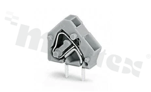 PCB terminal block; in 5.0/5.08mm raster; 1-track; oblique entry; for 0.08-2.50mm2 (28-12 AWG) wire; with spring contact; orange; UL: 300V/15A
