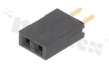 Listwa stykowa do PCB; w rastrze 2.54 mm; 1x2 styków; montaż: THT; żeńska; prosta; jednorzędowe