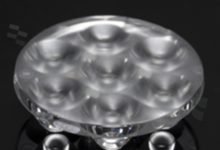 Lens for LED high power; mid power; angle: 13 to 27 degrees FWHM; Number of LEDs: 7; Dimensions: round 40mm; Height: 10.7mm; meterial: PMMA; Fastening: pin
