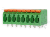 PCB terminal block; pitch 5.00mm; 8-ways; range wire 4.0mm2 (AWG 24-12); spring-loaded; green; UL 300V/20A