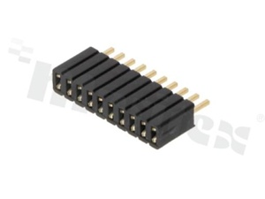 Listwa stykowa do PCB; w rastrze 1.27mm; 1x10 styków; montaż: THT; żeńska; prosta; jednorzędowe