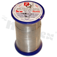 Silver coated copper wire; diameter 0.80mm; SWG 21; -40+105 deg.C; 110m; 500g.