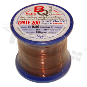 Insulated winding wire; with one layer of enamel insulation; diameter 0.80mm; SWG 21; -65+200 deg.C; 56m; 250g.