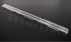 Lens for LED mid power; angle: asymmetric; Number of LEDs: 3; Dimensions: 20x286mm; Height: 7.1mm; meterial: PMMA; Fastening: glue