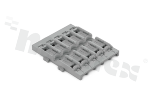 Adapter; montażowy; 5-torowy; do przelotowej złączki instalacyjnej z dźwignią; do mocowania śrubowego; szary