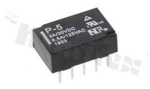 Electromagnetic relay; contact rating current 2A; coil voltage 5VDC; 2 changeover contact (2C); 2A/30VDC; 0;5A/125 AC