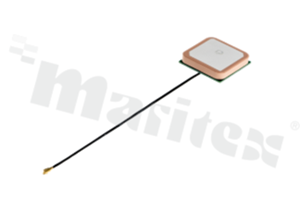 Antenna; active; patch; GNSS; 1559-1586MHz; 16dB; VSWR<1.37; RHCP; directional; RF1.13; 0.1m; IPEX; adhesive; 25x25x7.5mm