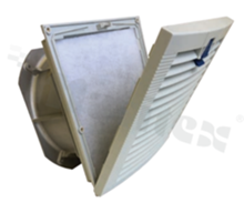 Fan guard; hinged louvered; 115/230V; 322.7x322.7x133.4mm; 1090/1130CFM; 2550/2700RPM; 68.0/70.0dB.