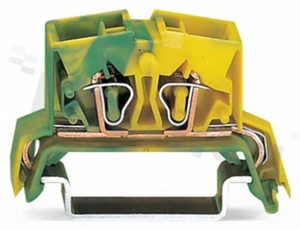 Din rail MINI terminal block ; TS35; for wire 0,08-2,5mm2 (28-12 AWG); spring clamp Cage-Clamp; yellow-green
