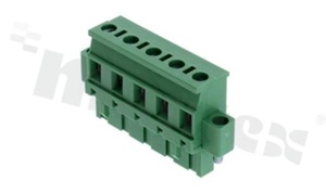 Listwa zaciskowa rozłączalna; w rastrze 7.62mm; 5-torowa; żeńska; z zaczepem śrubowym; kierunek wtykania prostopadły do osi przewodów; styki z fosforobrązu; mosiężna klatka przewodu