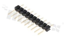 Listwa stykowa do PCB; w rastrze 2.54mm; 1x10 styków; montaż: THT; męska; prosta; jednorzędowa