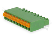 Listwa zaciskowa rozłączalna; w rastrze 3.50mm; 9-torowa; żeńska; na przewód 0.2-1.0mm2 (28-16AWG); kierunek wtykania równoległy do osi przewodów; styki z fosforobrązu; UL 250V/8A