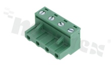 Listwa zaciskowa rozłączalna; w rastrze 7.50mm; 4-torowa; żeńska; na przewód 2.50mm2(28-12AWG); kierunek wtykania równoległy do osi przewodu; styki z fosforobrązu; mosiężna klatka przewodu; UL 300V/15A TUV 400V/20A