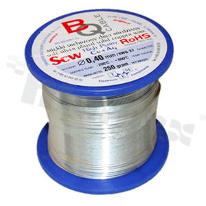 Silver coated copper wire; diameter 0.40mm; SWG 27; -40+105 deg.C; 220m; 250g.