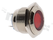Lampka sygnalizacyjna; 16mm; terminale do lutowania; stal nierdzewna; podświetlenie czerwone; LED 24V