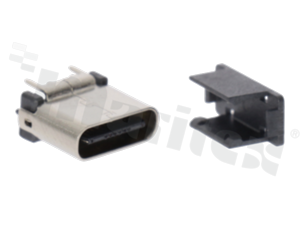 USB-Type C, 24 circuits socket SMT, stainless steel nickel plated shell, DIP top mount; straight, gold plated contacts; 5A