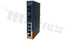 Switch przemysłowy niezarządzalny; 4 porty 10/100Base-T(X) RJ45 i 2 porty 100Base-FX; złącze SC; światłowód jednomodowy; 30km/1310nm; temp. pracy -40+70 st.C; zasilanie redundantne 12...48VDC; montaż na szynie DIN