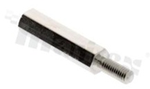 Spacer sleeve; brass; nickel-plated; hexagonal; internal-external thread; M3; L: 20mm; L2: 10mm; L3: 8mm; klucz: SW5