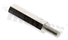 Tulejka dystansowa; mosiężna niklowana; sześciokątna; gwint wew-zew; M3; L: 20 mm; L2: 10mm; L3: 8mm; klucz: SW5