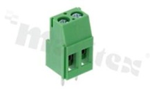 Listwa zaciskowa do PCB; w rastrze 5.00mm; 2-torowa; pionowa; na przewód 2.5mm2 (AWG 28-12); ze śrubami na wkrętak krzyżakowy; z ruchomą osłoną przewodu; klatka mosiężna; zielona; UL 300V/15A