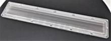 Lens for LED mid power; angle: oval 84 x 100 degrees ; Number of LEDs: 1; Dimensions: 334.87x59.86mm; Height: 10.09mm; material: PMMA; Fastening: snaps